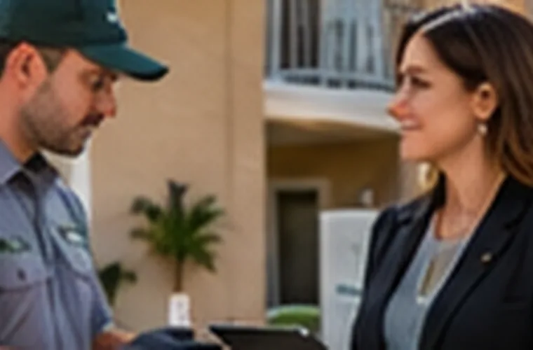 Person discussing a pest inspection with a property manager