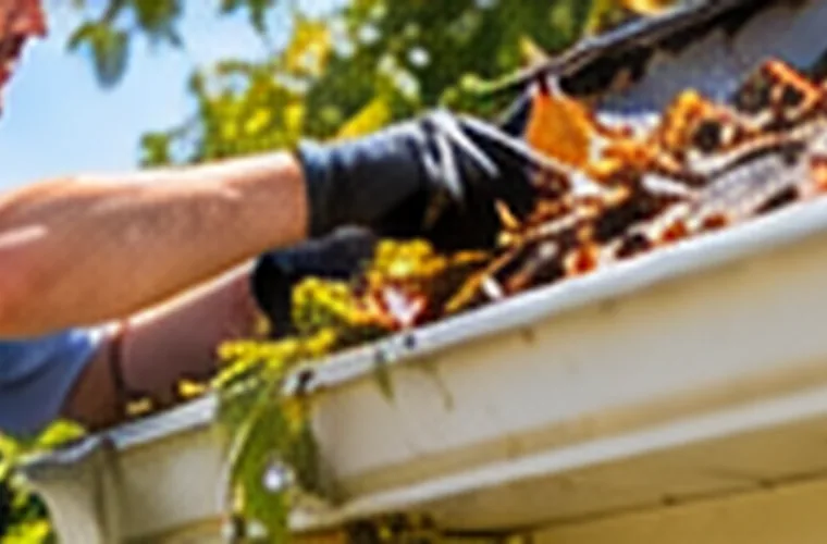 Person checking roof gutters and nearby woodwork for pest signs