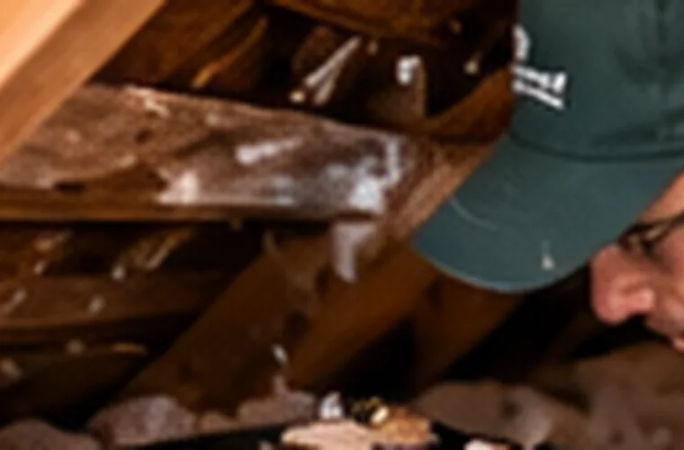 Person checking a rodent trap in an attic
